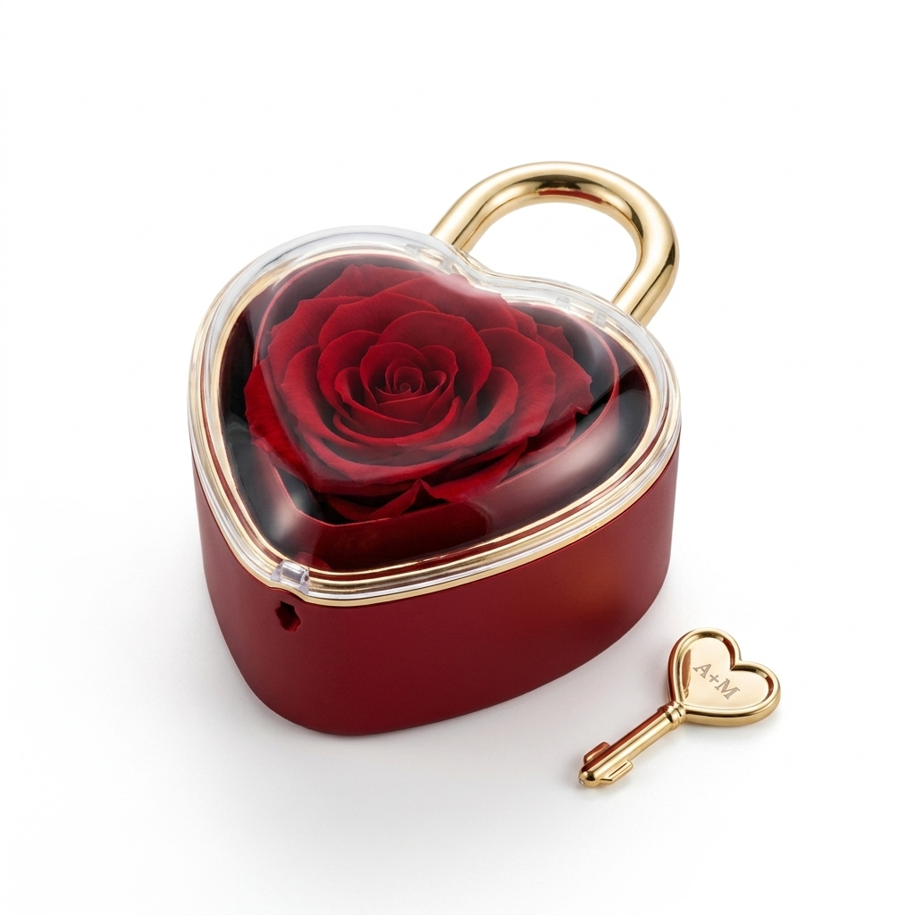 Eternal Rose Lock - W/ Engraved Necklace