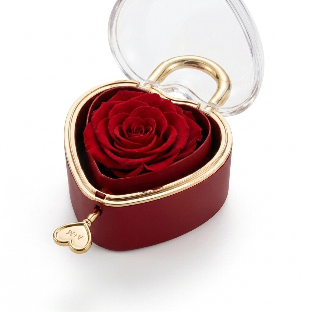 Eternal Rose Lock - W/ Engraved Necklace