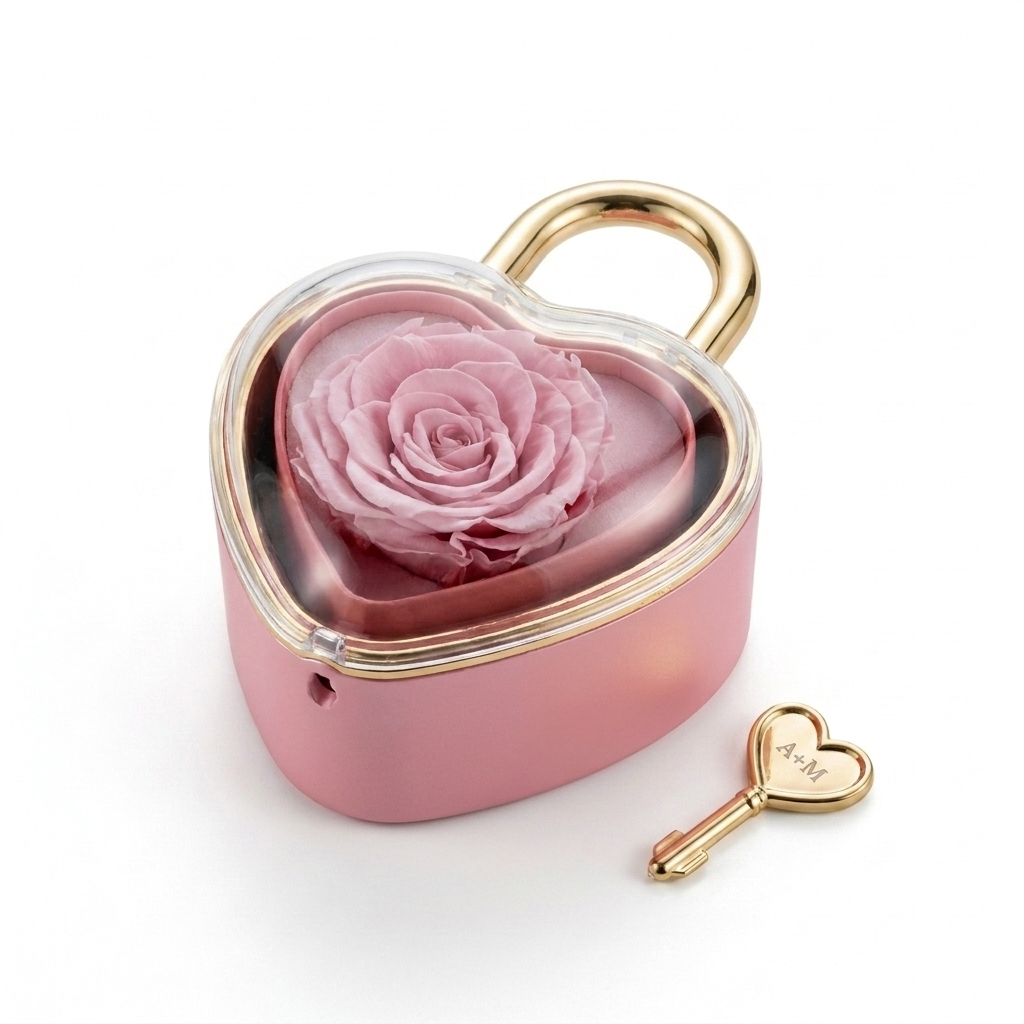 Eternal Rose Lock - W/ Engraved Necklace